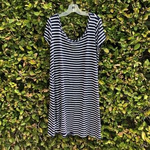 Socialite Striped Cross Back T-Shirt Dress